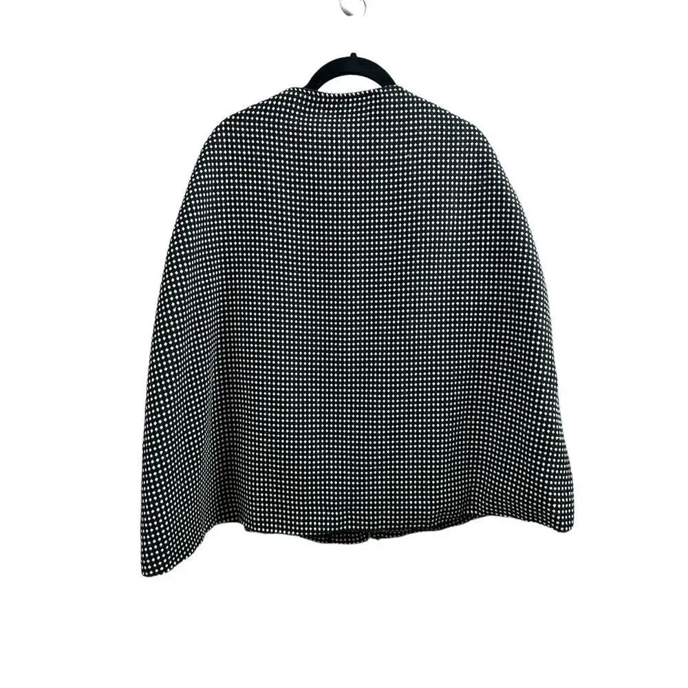 Massie Polka Dot Zip Up Lined Poncho Cloak Cape Size Medium